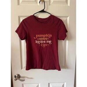Pact Graphic T-Shirt Womens Size Small Burgundy Pumpkin Spice Organic Cotton Tee